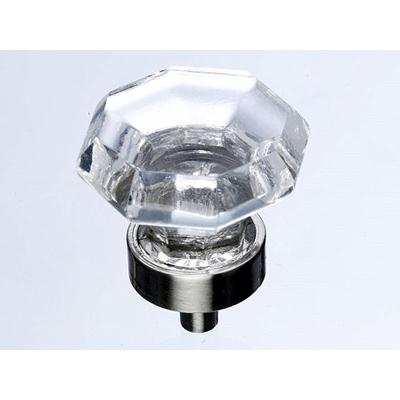 Top Knobs TK128BSN Clear Octagon Crystal Knob 1 3/8" w/ Brushed Satin Nickel Base