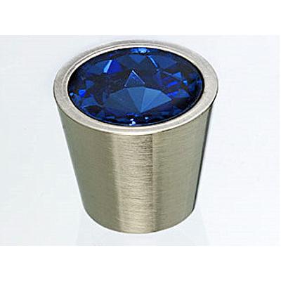Top Knobs TK131BSN Blue Crystal Center Knob 1 1/16" w/ Brushed Satin Nickel Shell