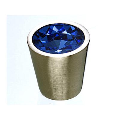 Top Knobs TK132BSN Blue Crystal Center Knob 3/4" w/ Brushed Satin Nickel Shell