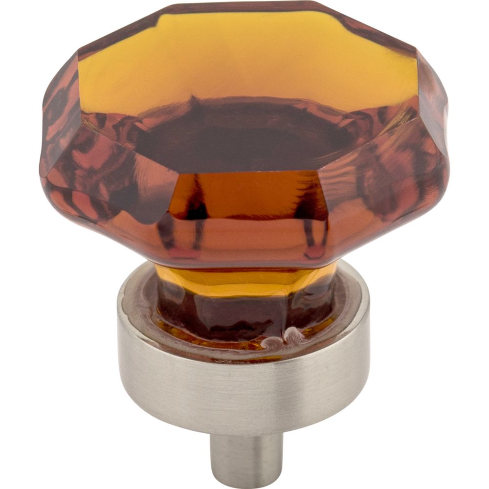Top Knobs TK138BSN Wine Octagon Crystal Knob 1 3/8" w/ Brushed Satin Nickel Base