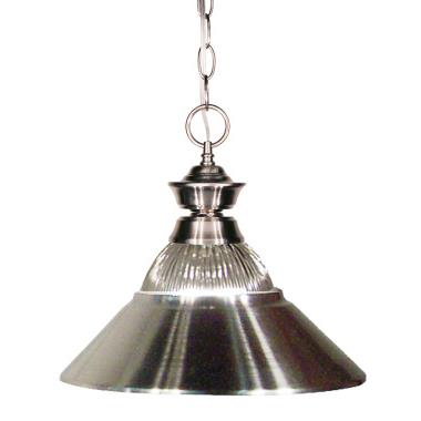 Z-Lite 100701BN-RBN 1 Light Pendant in Bronze with a Clear Ribbed Glass and Metal Brushed Nickel Shade