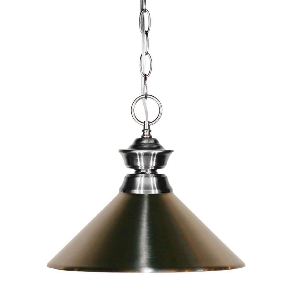 Z-Lite 100701BN-MBN 1 Light Pendant in Pewter with a Metal Brushed Nickel Shade
