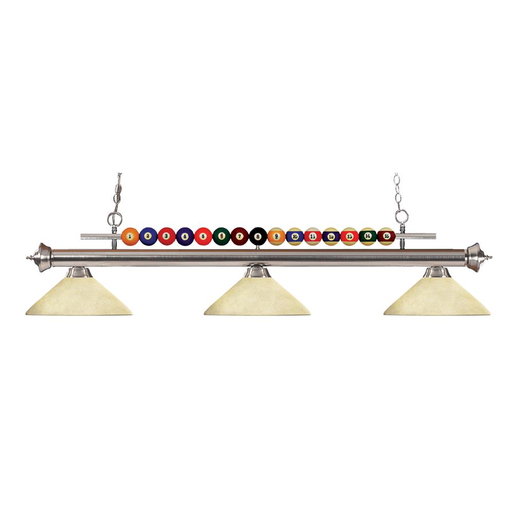Z-Lite 170BN-AGM14 Shark Island/Billiard Light in Brushed Nickel with Angle Golden Mottle Shade