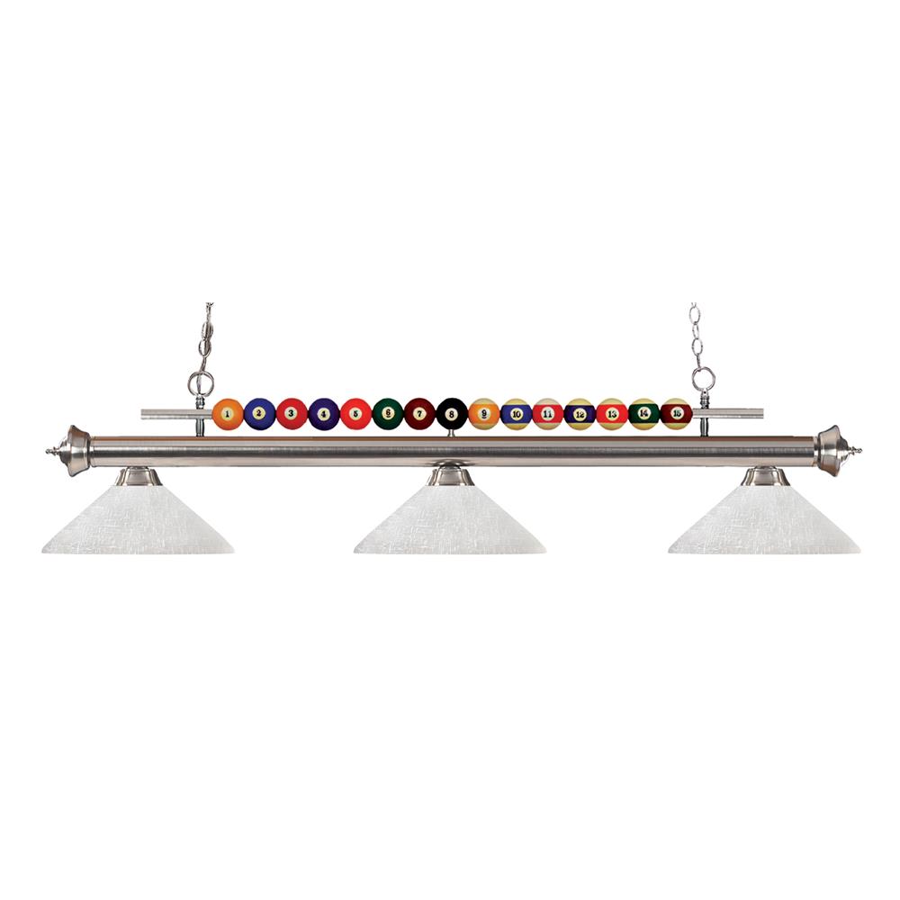 Z-Lite 170BN-AWL14 Shark Island/Billiard Light in Brushed Nickel with Angle White Linen Shade