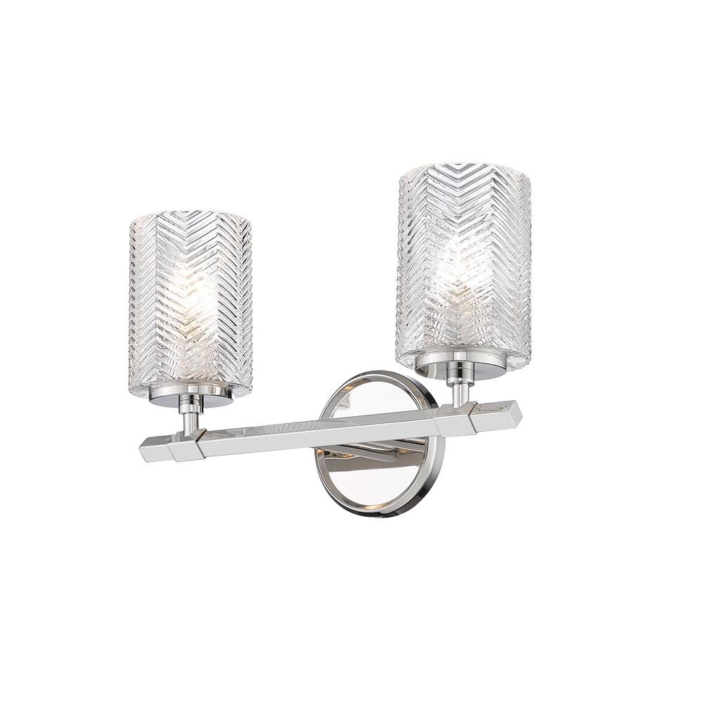Z-Lite 1934-2V-PN Dover Street 2 Light Vanity in Polished Nickel with Clear Shade