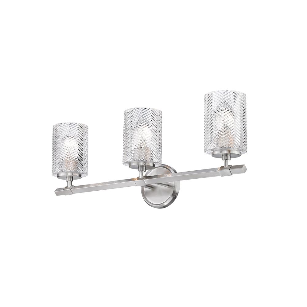 Z-Lite 1934-3V-BN Dover Street 3 Light Vanity in Brushed Nickel with Clear Shade