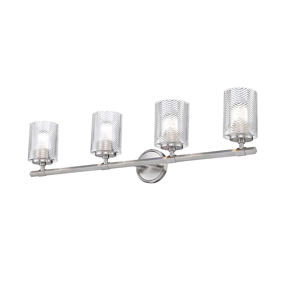 Z-Lite 1934-4V-BN Dover Street 4 Light Vanity in Brushed Nickel with Clear Shade