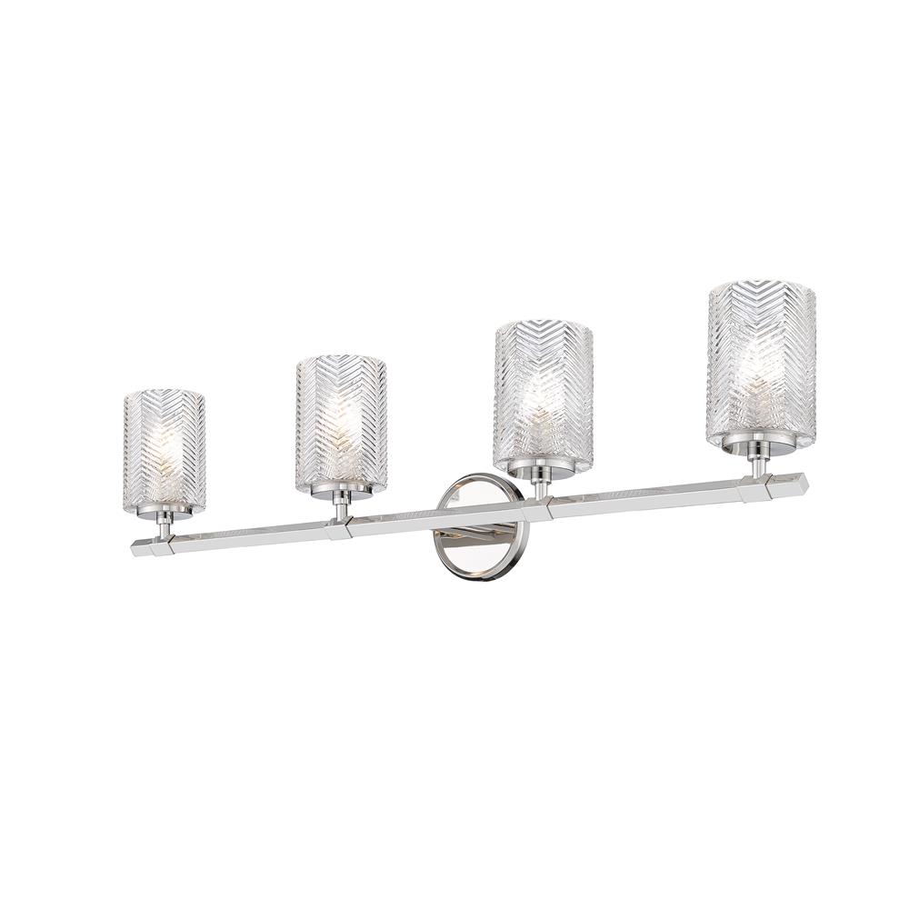 Z-Lite 1934-4V-PN Dover Street 4 Light Vanity in Polished Nickel with Clear Shade