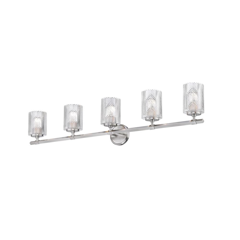 Z-Lite 1934-5V-BN Dover Street 5 Light Vanity in Brushed Nickel with Clear Shade