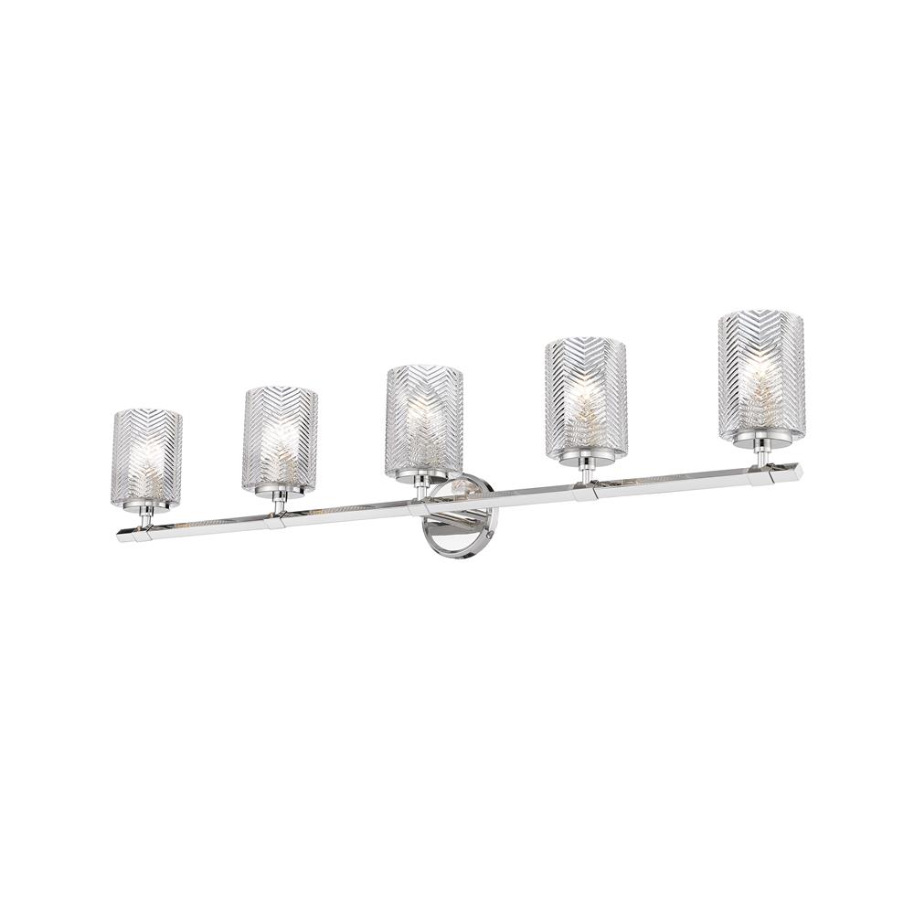 Z-Lite 1934-5V-PN Dover Street 5 Light Vanity in Polished Nickel with Clear Shade