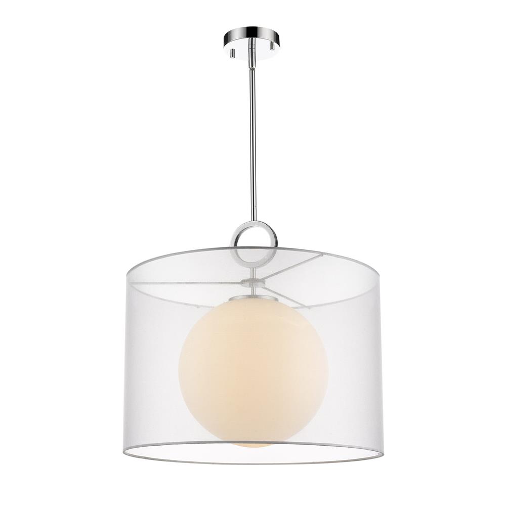 Z-Lite 194-20W-C Arosia 1 Light Pendant in Chrome with While Shade