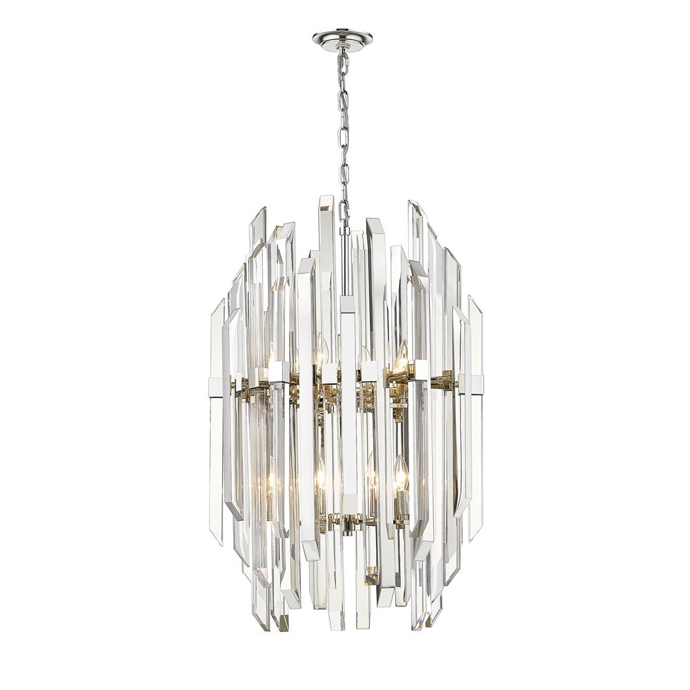 Z-Lite 4006-12PN Bova 12 Light Pendant in Polished Nickel with Clear Shade