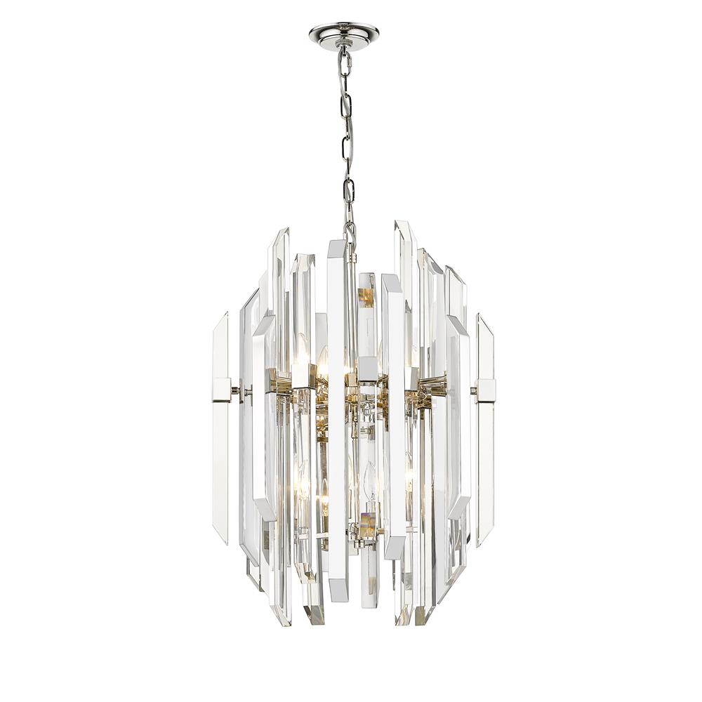 Z-Lite 4006-8PN Bova 9 Light Pendant in Polished Nickel with Clear Shade