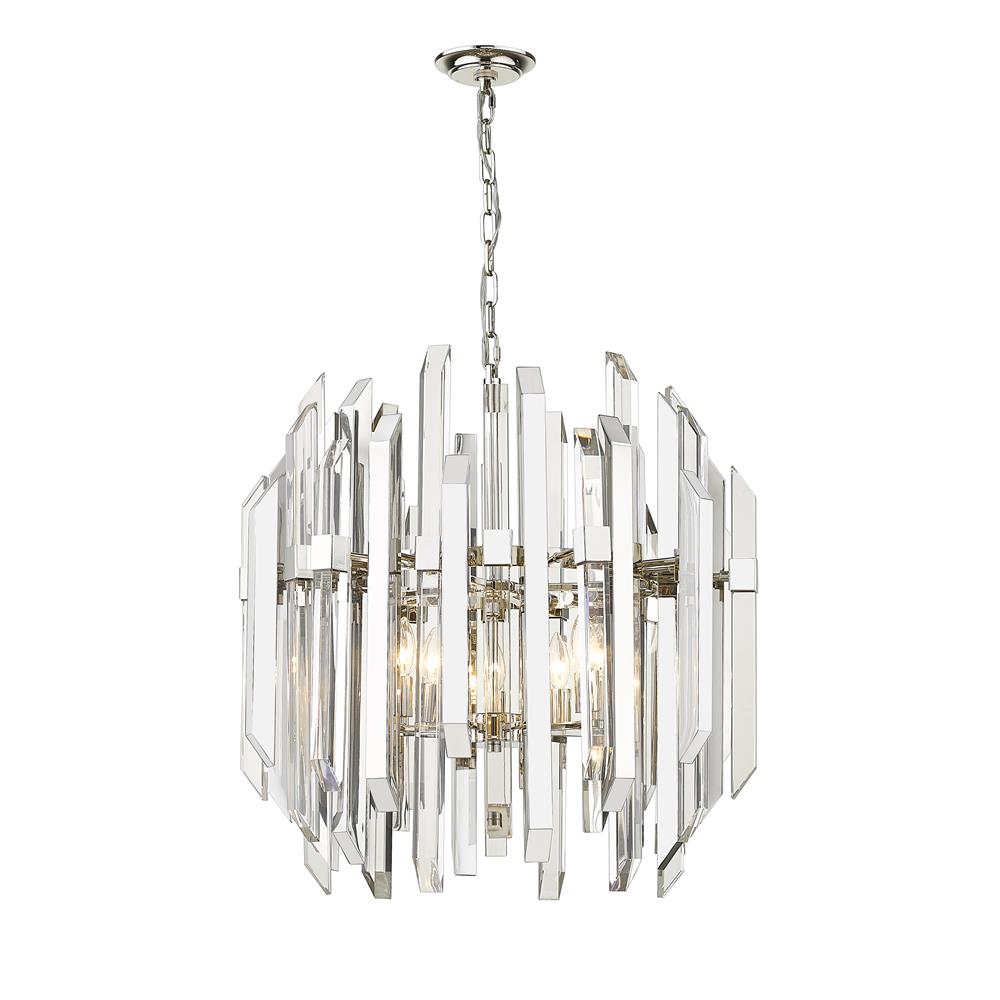 Z-Lite 4006-9PN Bova 6 Light Pendant in Polished Nickel with Clear Shade