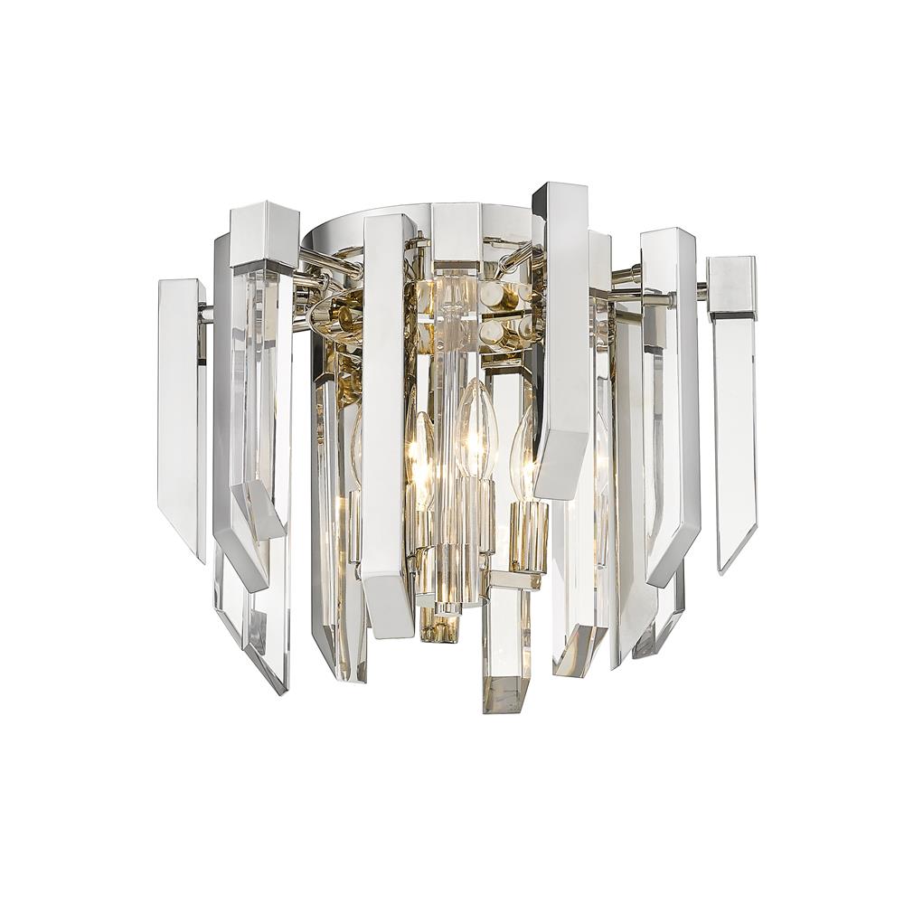 Z-Lite 4006F-PN Bova 4 Light Flush Mount in Polished Nickel with Clear Shade