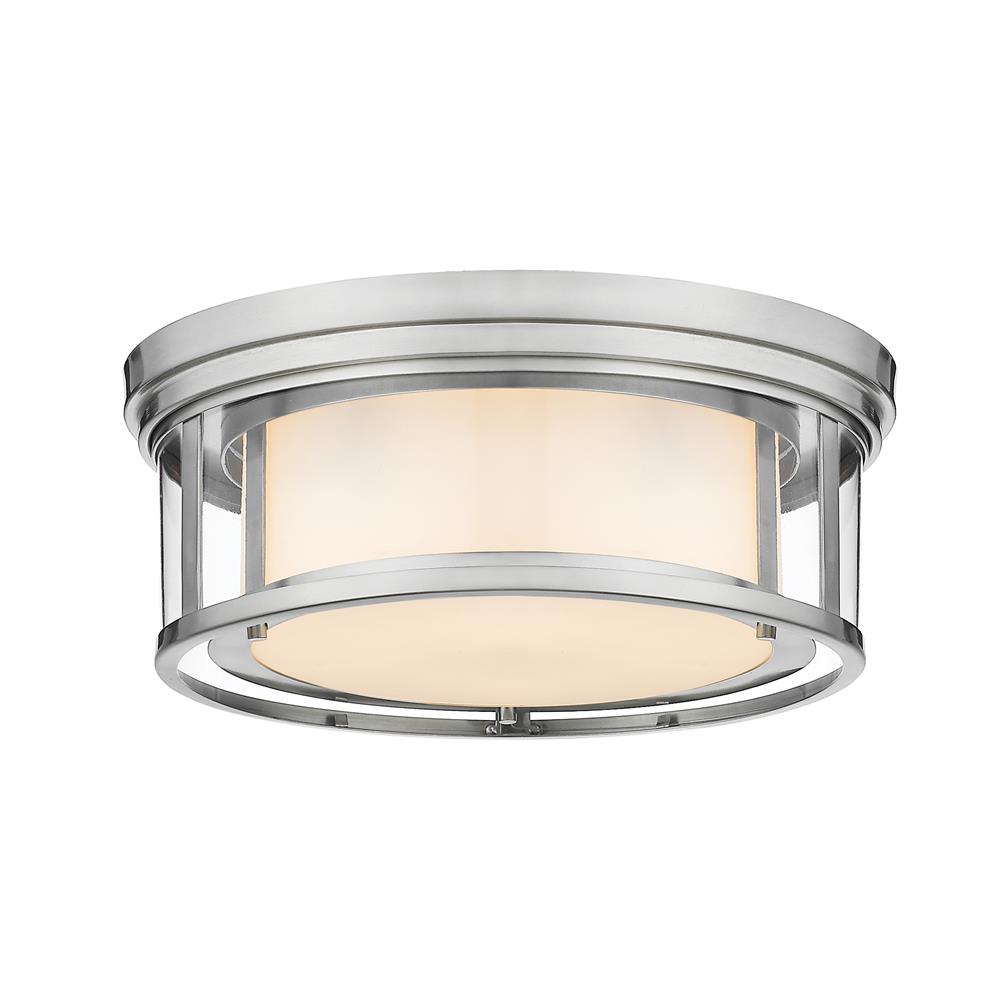 Z-Lite 426F16-BN Willow 3 Light Flush Mount in Brushed Nickel with Inner White & Outer Clear Shade