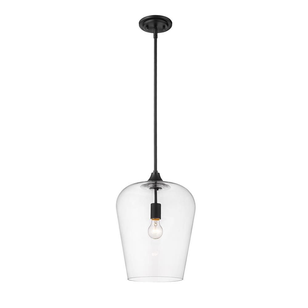 Z-Lite 473P12-MB Joliet 1 Light Pendant in Matte Black with Cleat Shade