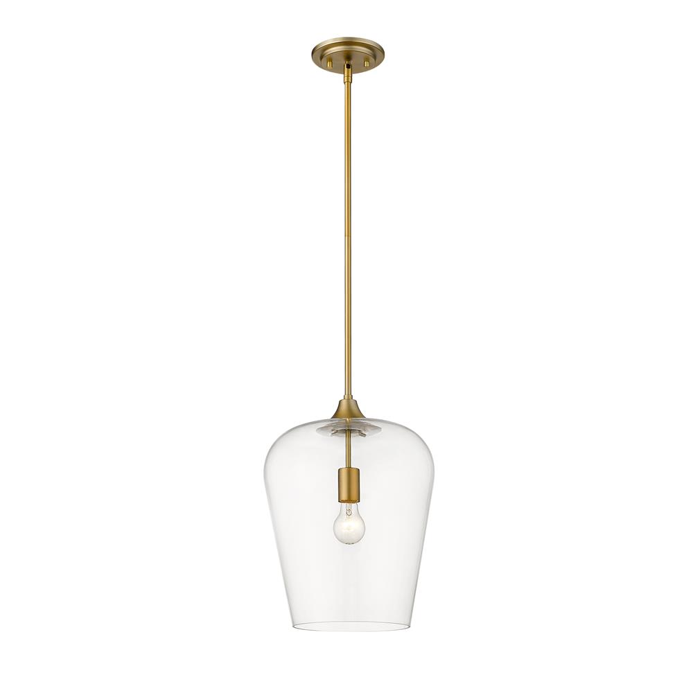 Z-Lite 473P12-OBR Joliet 1 Light Pendant in Olde Brass with Cleat Shade