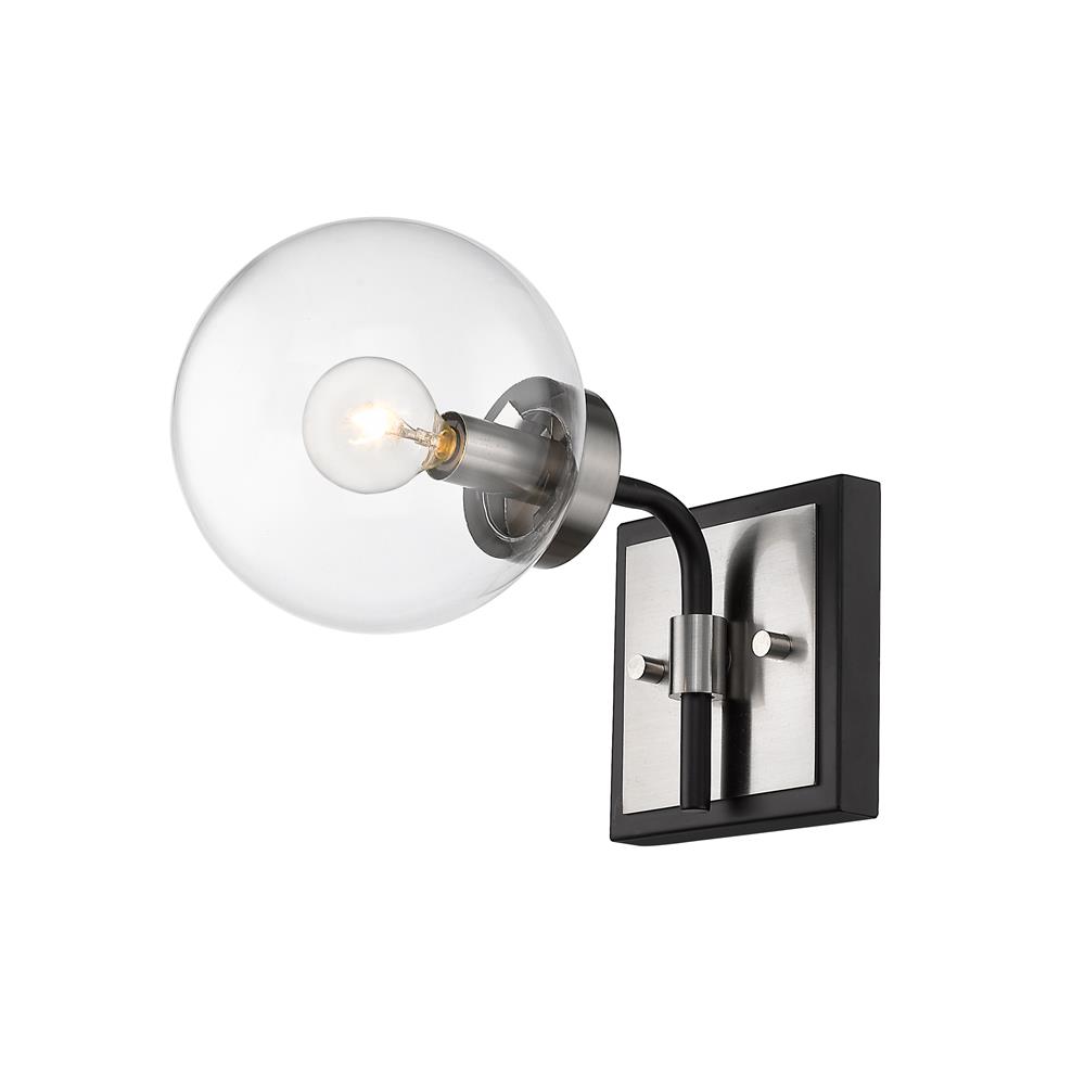 Z-Lite 477-1S-MB-BN Parsons 1 Light Wall Sconce in Matte Black + Brushed Nickel with Clear Shade