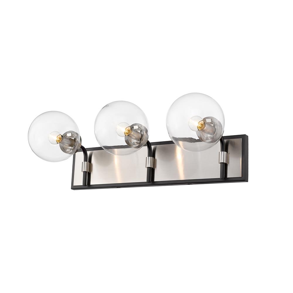 Z-Lite 477-3V-MB-BN Parsons 3 Light Vanity in Matte Black + Brushed Nickel with Clear Shade