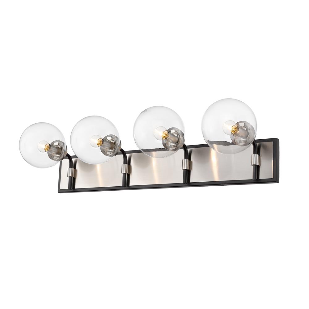 Z-Lite 477-4V-MB-BN Parsons 4 Light Vanity in Matte Black + Brushed Nickel with Clear Shade