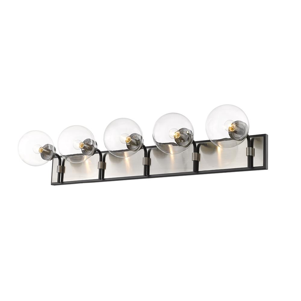Z-Lite 477-5V-MB-BN Parsons 5 Light Vanity in Matte Black + Brushed Nickel with Clear Shade