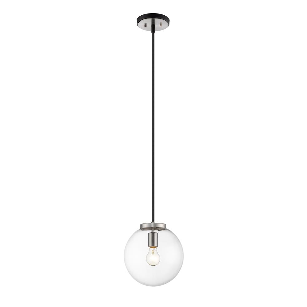 Z-Lite 477P10-MB-BN Parsons 1 Light Pendant in Matte Black + Brushed Nickel with Clear Shade