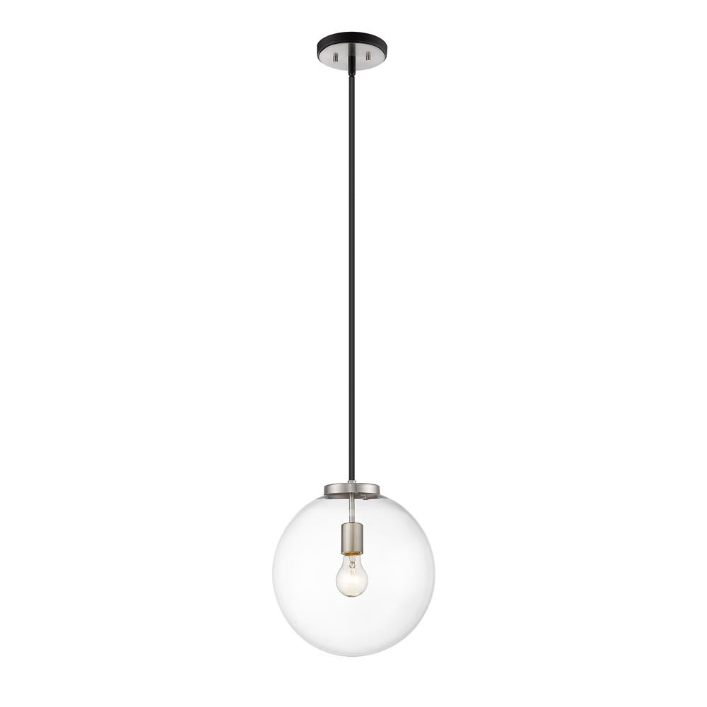 Z-Lite 477P14-MB-BN Parsons 1 Light Pendant in Matte Black + Brushed Nickel with Clear Shade