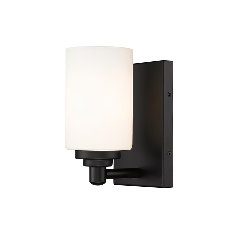 Z-Lite 485-1S-MB Soledad 1 Light Wall Sconce in Matte Black with White Shade