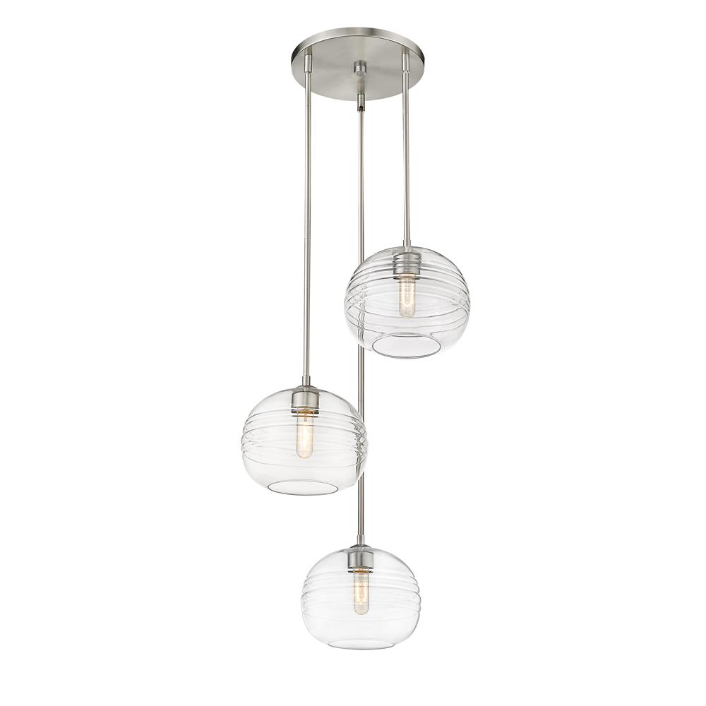 Z-Lite 486P10-3R-BN Harmony 3 Light Pendant in Brushed Nickel with Clear Shade