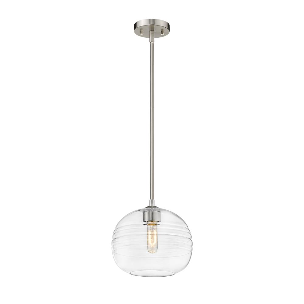 Z-Lite 486P10-BN Harmony 1 Light Pendant in Brushed Nickel with Clear Shade