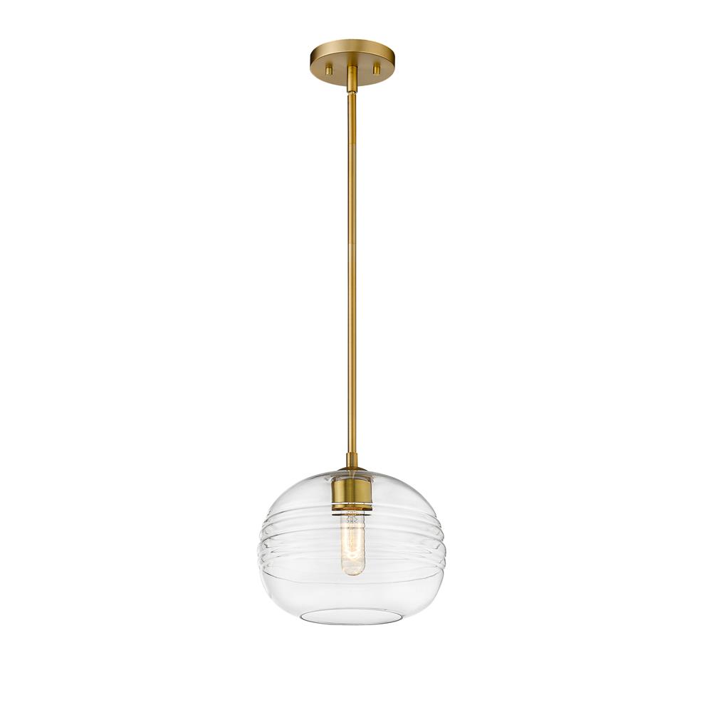 Z-Lite 486P10-OBR Harmony 1 Light Pendant in Olde Brass with Clear Shade