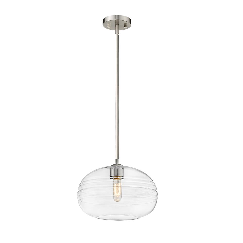 Z-Lite 486P14-BN Harmony 1 Light Pendant in Brushed Nickel with Clear Shade