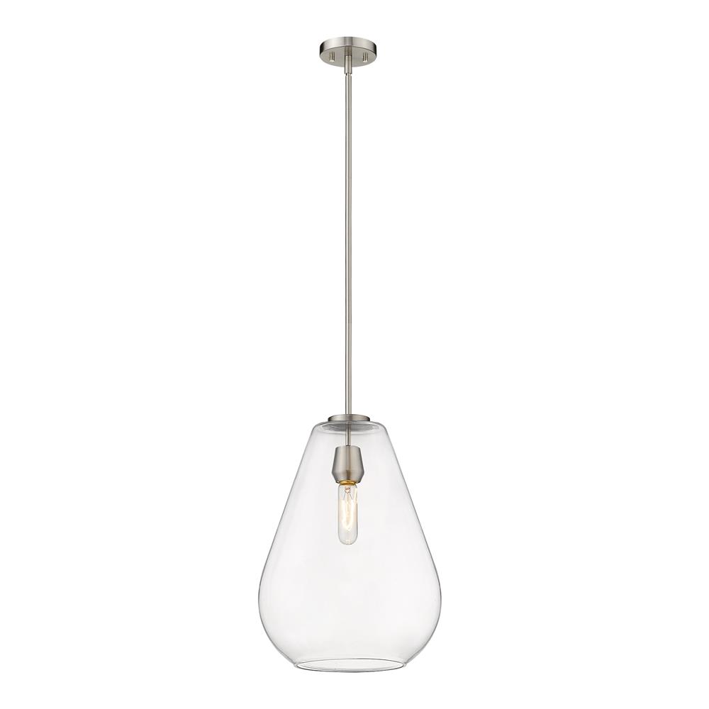 Z-Lite 488P12-BN Ayra 1 Light Pendant in Brushed Nickel with Clear Shade