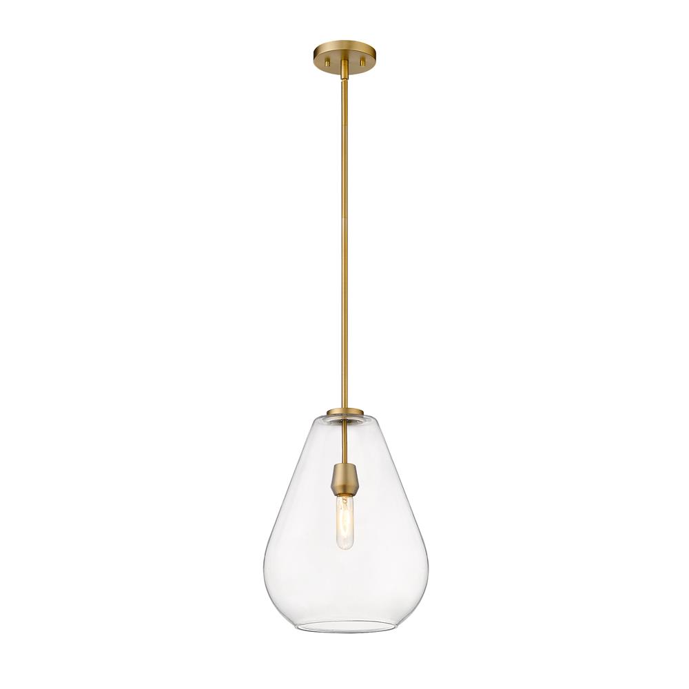 Z-Lite 488P12-OBR Ayra 1 Light Pendant in Olde Brass with Clear Shade