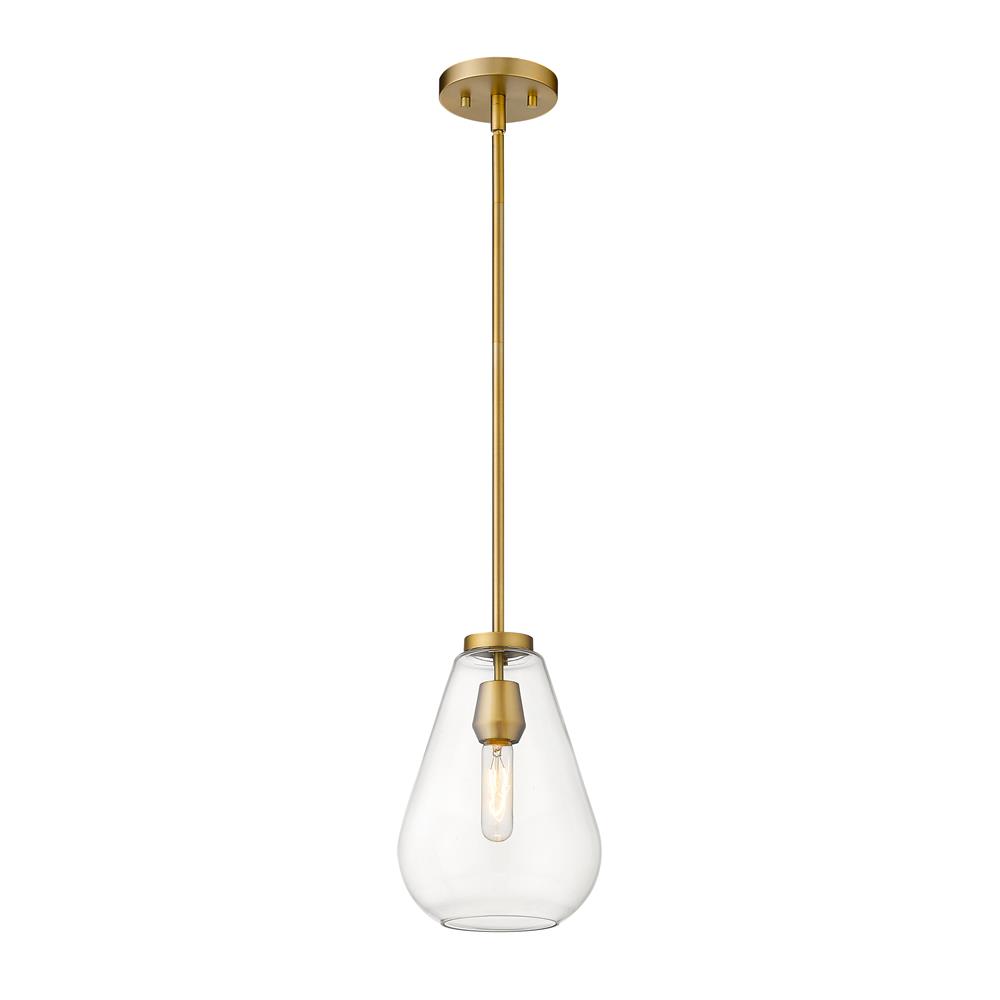 Z-Lite 488P8-OBR Ayra 1 Light Pendant in Olde Brass with Clear Shade