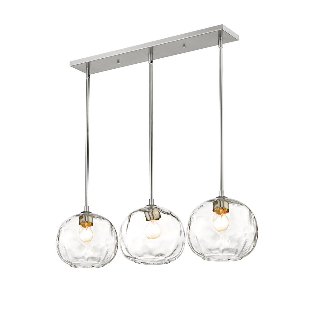 Z-Lite 490P10-3L-BN Chloe 3 Light Island/Billiard in Brushed Nickel with Clear Shade