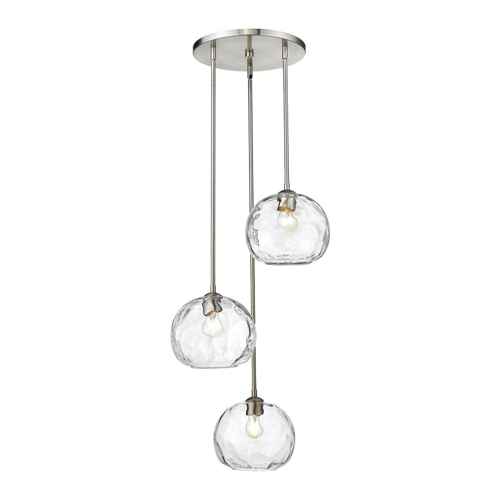 Z-Lite 490P10-3R-BN Chloe 3 Light Pendant in Brushed Nickel with Clear Shade