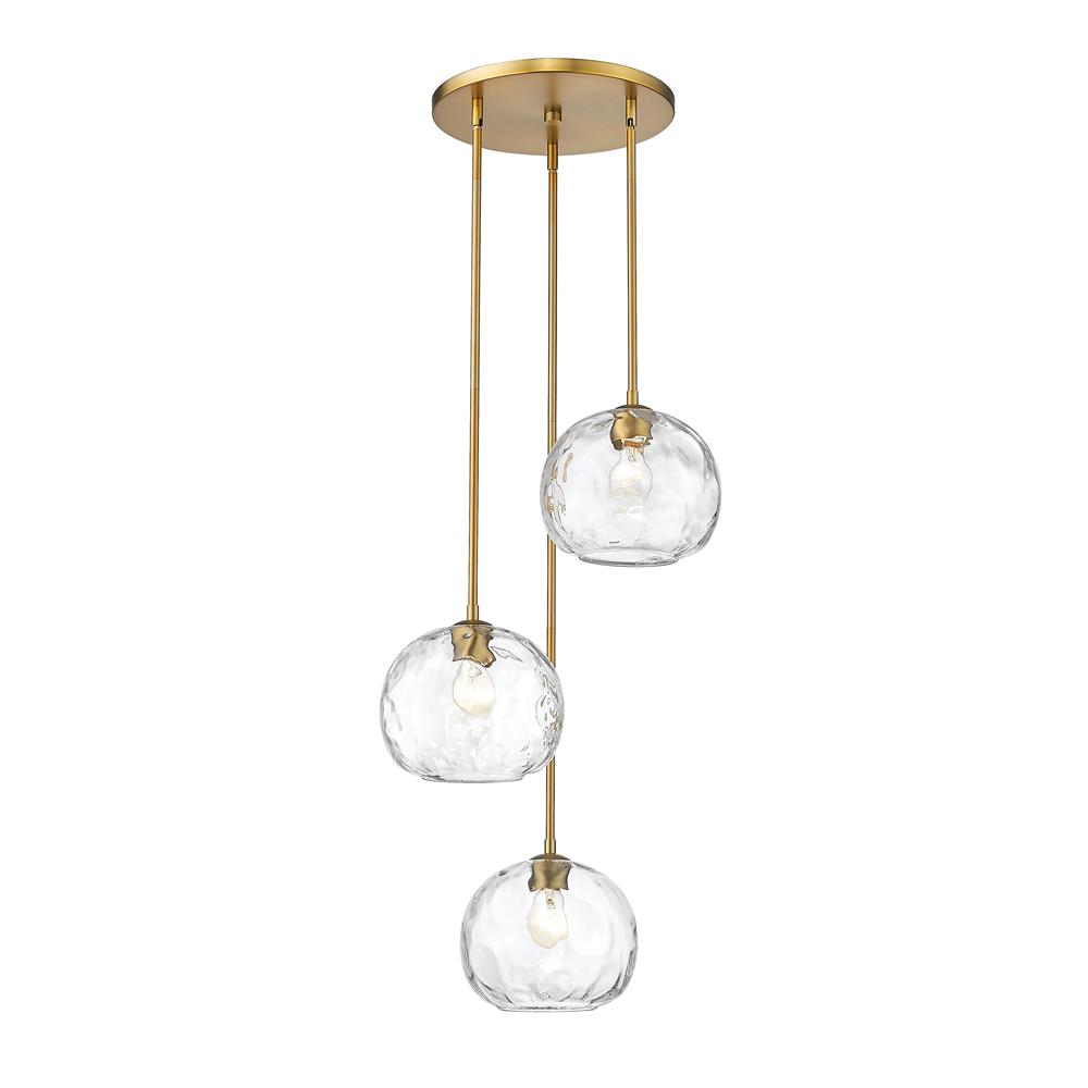 Z-Lite 490P10-3R-OBR Chloe 3 Light Pendant in Olde Brass with Clear Shade