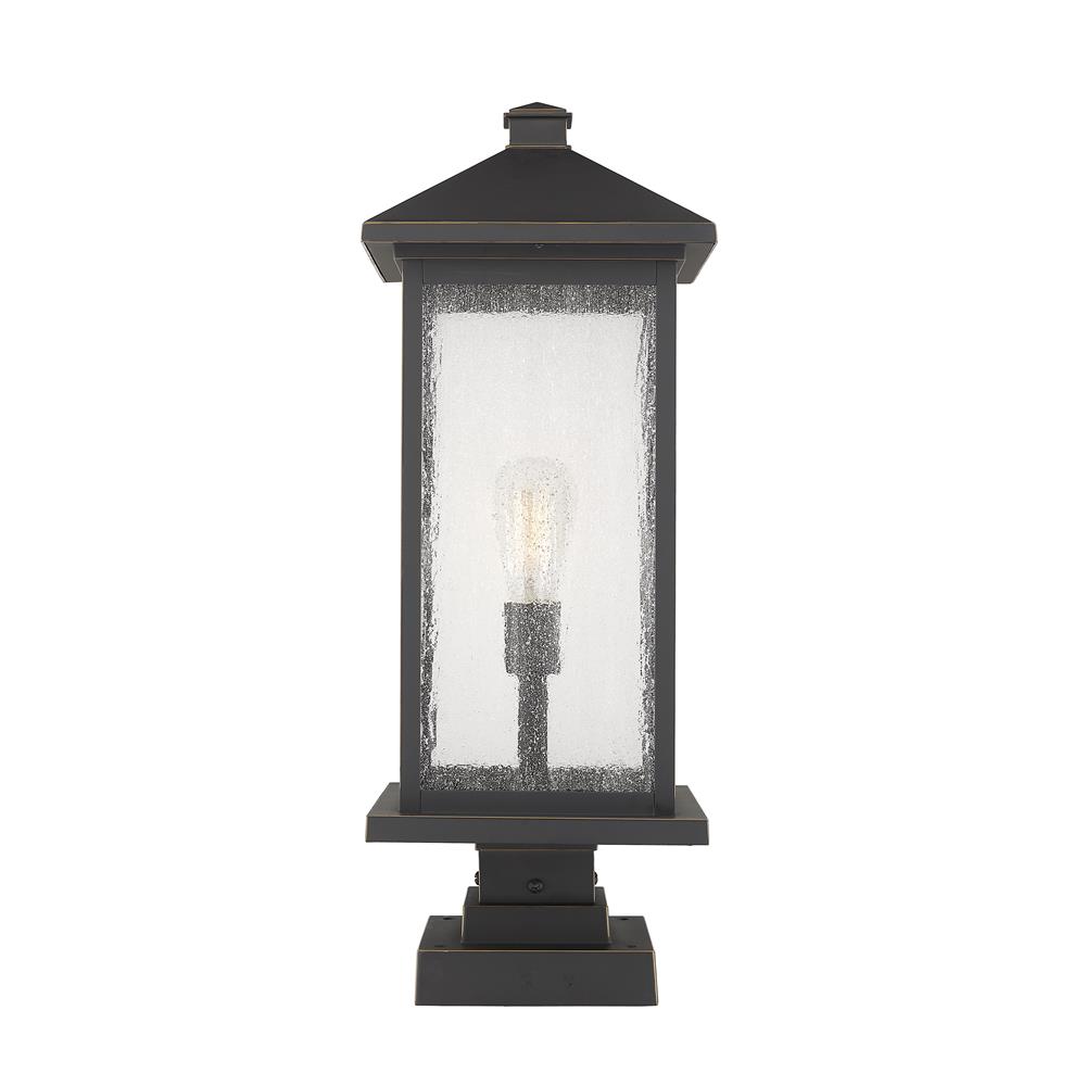 Z-Lite 531PHBXLS-SQPM-ORB Portland 1 Light Outdoor Pier Mounted Fixture in Oil Rubbed Bronze
