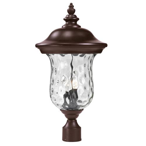Z-Lite 533PHB-RBRZ Outdoor Post Light in Bronze with a Clear Waterglass Shade