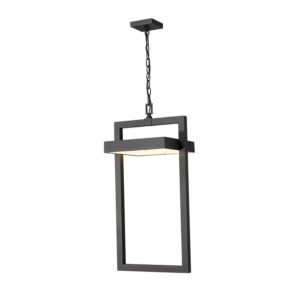 Z-Lite 566CHXL-BK-LED Luttrel 1 Light Outdoor Chain Mount Ceiling Fixture in Black with Sand Blast Shade