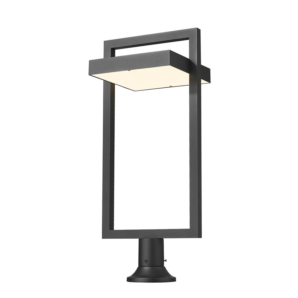 Z-Lite 566PHXLR-553PM-BK-LED Luttrel 1 Light Outdoor Pier Mounted Fixture in Black with Sand Blast Shade