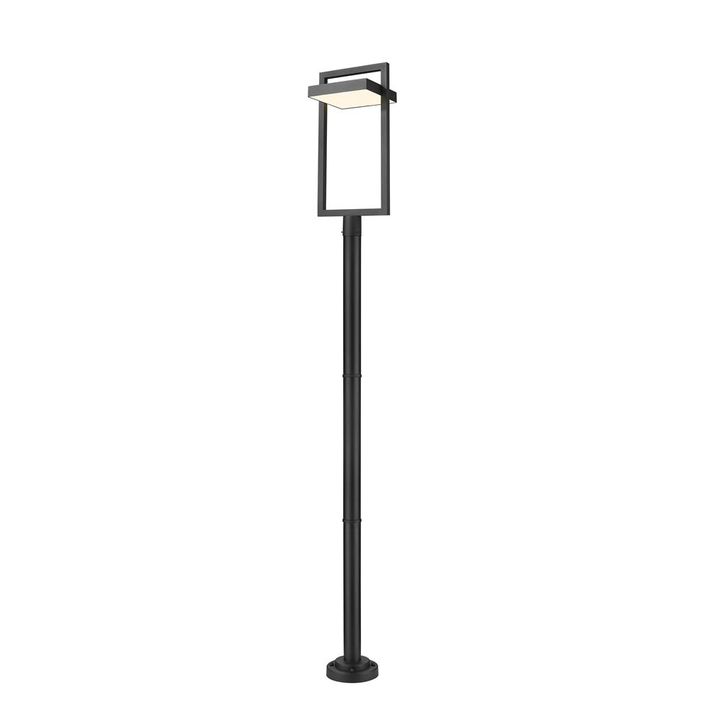Z-Lite 566PHXLR-567P-BK-LED Luttrel 1 Light Outdoor Post Mounted Fixture in Black with Sand Blast Shade