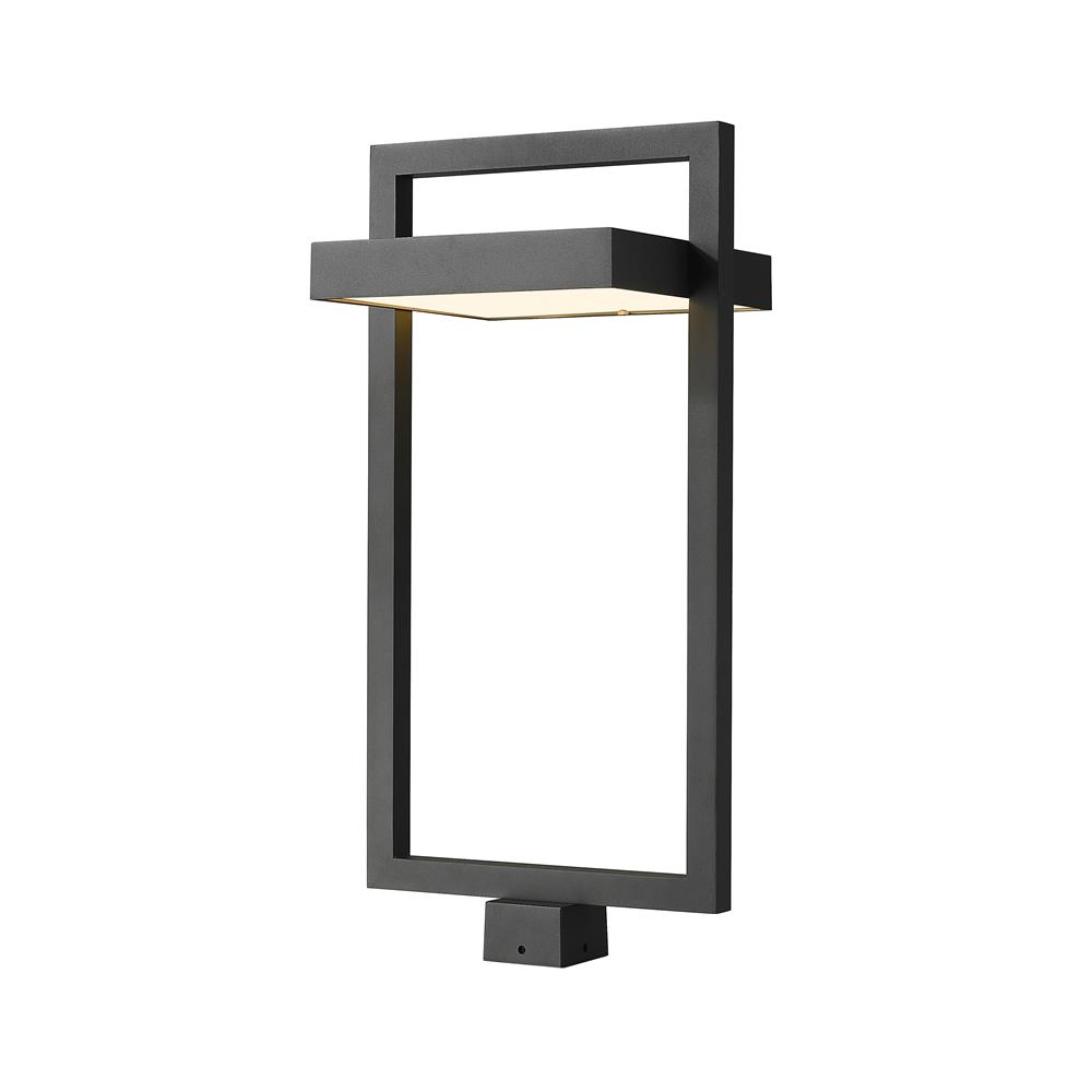 Z-Lite 566PHXLS-BK-LED Luttrel 1 Light Outdoor Post Mount Fixture in Black with Sand Blast Shade