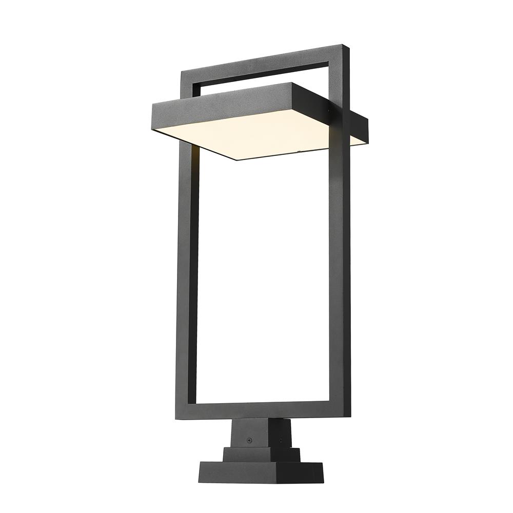 Z-Lite 566PHXLS-SQPM-BK-LED Luttrel 1 Light Outdoor Pier Mounted Fixture in Black with Sand Blast Shade