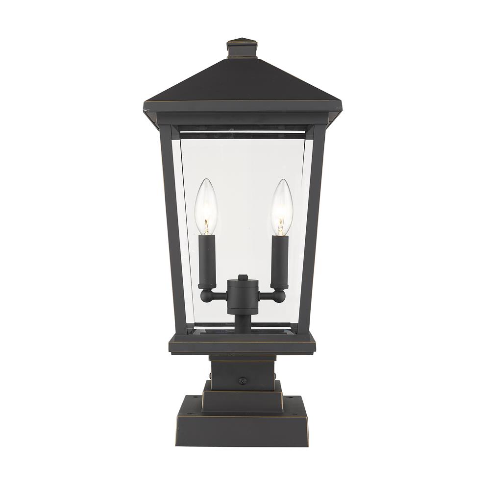 Z-Lite 568PHBS-SQPM-ORB Beacon 2 Light Outdoor Pier Mounted Fixture in Oil Rubbed Bronze