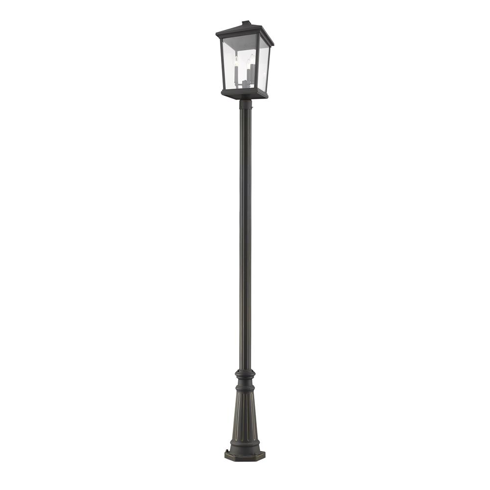 Z-Lite 568PHXLR-519P-ORB Beacon 3 Light Outdoor Post Mounted Fixture in Oil Rubbed Bronze