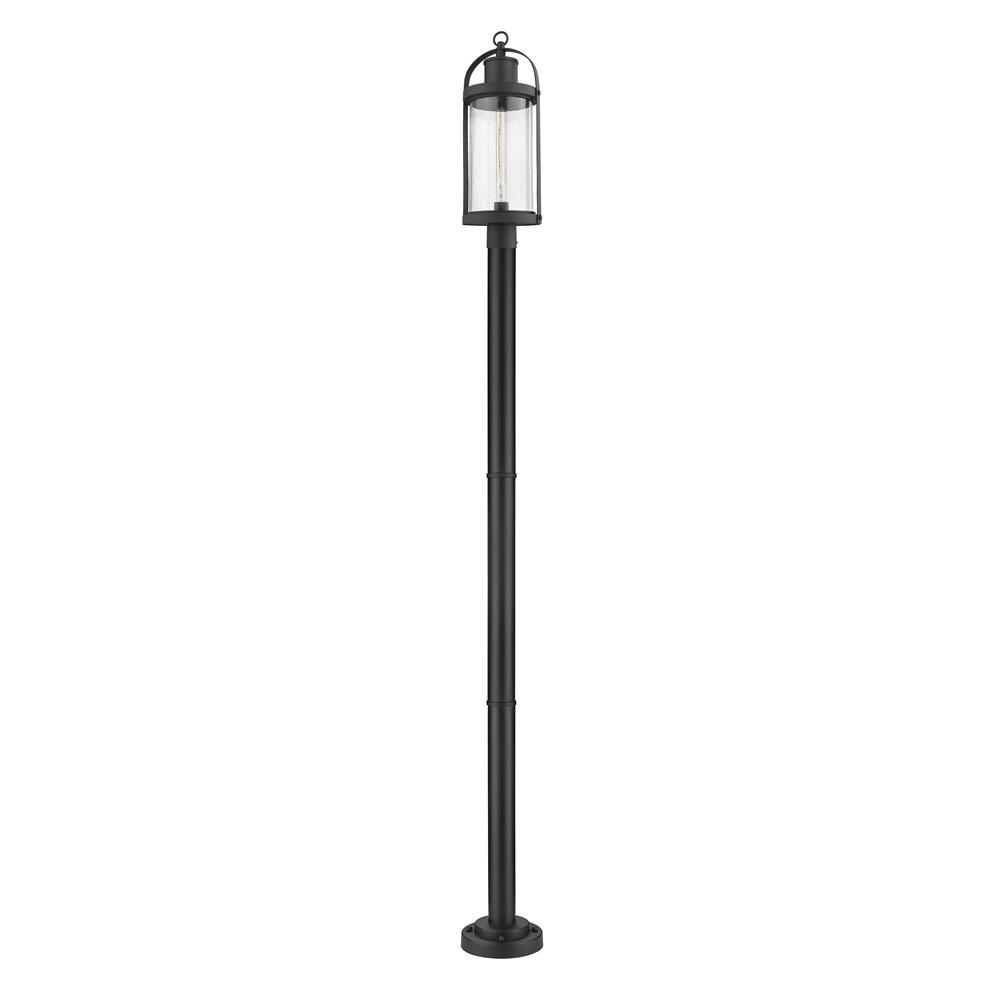 Z-Lite 569PHB-567P-BK Roundhouse 1 Light Outdoor Post Mounted Fixture in Black