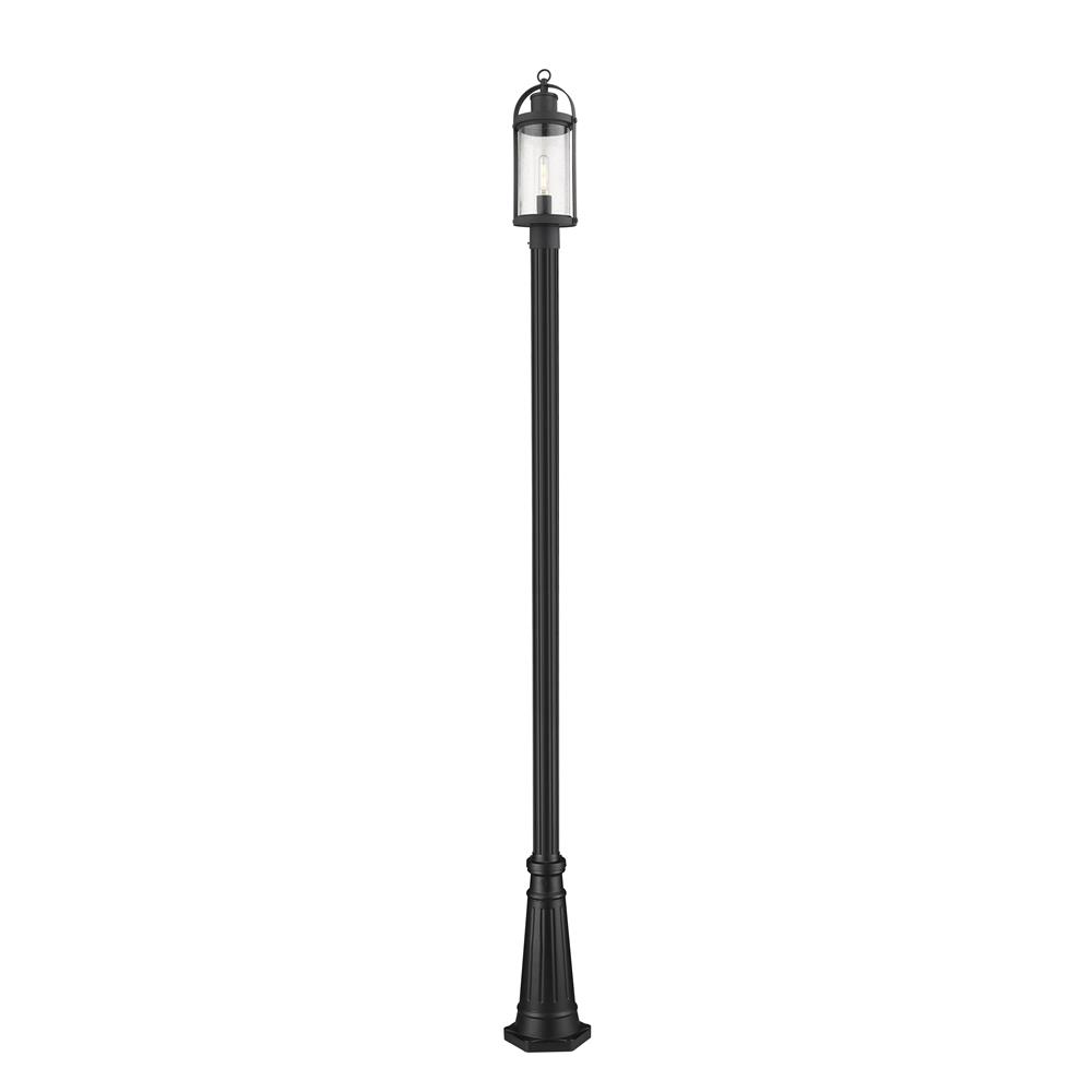 Z-Lite 569PHM-519P-BK Roundhouse 1 Light Outdoor Post Mounted Fixture in Black